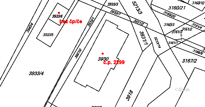 Místek 2299, Frýdek-Místek na parcele st. 3930 v KÚ Místek, Katastrální mapa