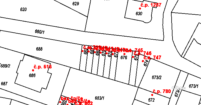 Děčín IV-Podmokly 742, Děčín na parcele st. 679 v KÚ Podmokly, Katastrální mapa