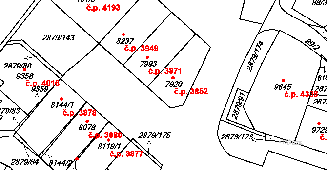 Hodonín 3852 na parcele st. 7920 v KÚ Hodonín, Katastrální mapa