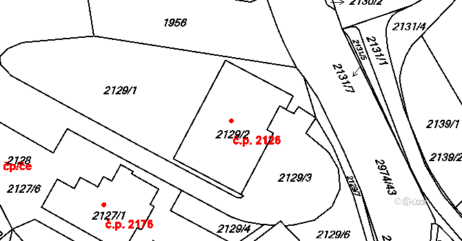 Poruba 2126, Ostrava na parcele st. 2129/2 v KÚ Poruba, Katastrální mapa