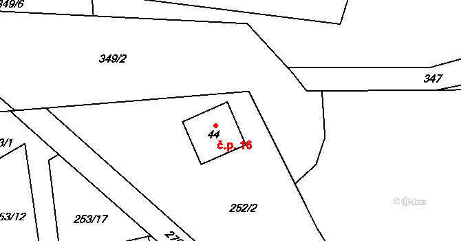 Malé Tresné 16, Rovečné na parcele st. 44 v KÚ Malé Tresné, Katastrální mapa