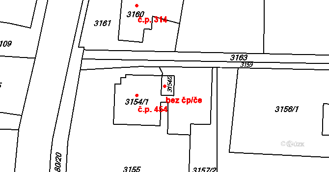 Stonava 38261235 na parcele st. 3154/2 v KÚ Stonava, Katastrální mapa