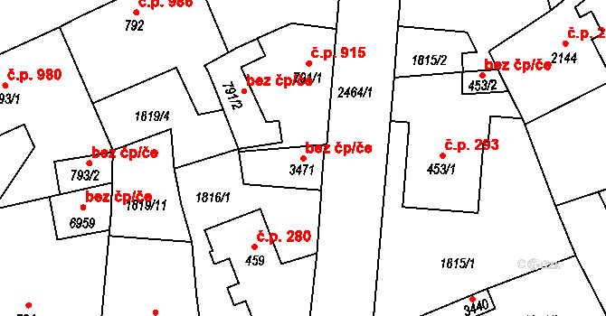 Jablonec nad Nisou 38446235 na parcele st. 3471 v KÚ Jablonec nad Nisou, Katastrální mapa