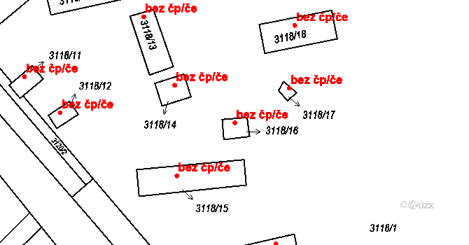 Strážnice 38915235 na parcele st. 3118/16 v KÚ Strážnice na Moravě, Katastrální mapa