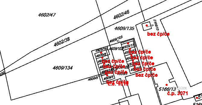 Brno 39476235 na parcele st. 4609/8 v KÚ Královo Pole, Katastrální mapa