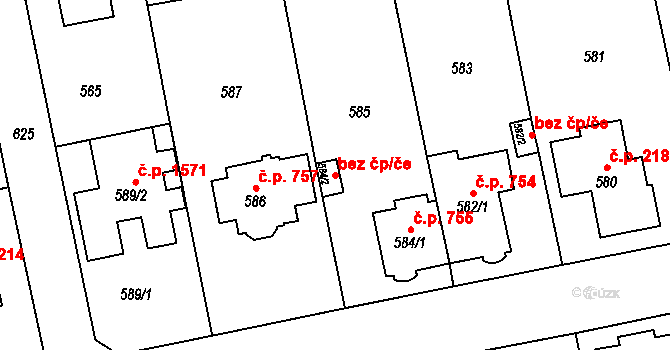 Praha 40505235 na parcele st. 584/2 v KÚ Zbraslav, Katastrální mapa