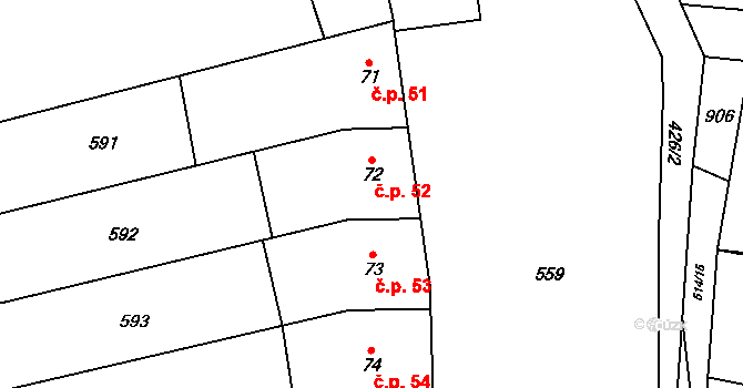 Boškůvky 52, Prusy-Boškůvky na parcele st. 72 v KÚ Boškůvky, Katastrální mapa