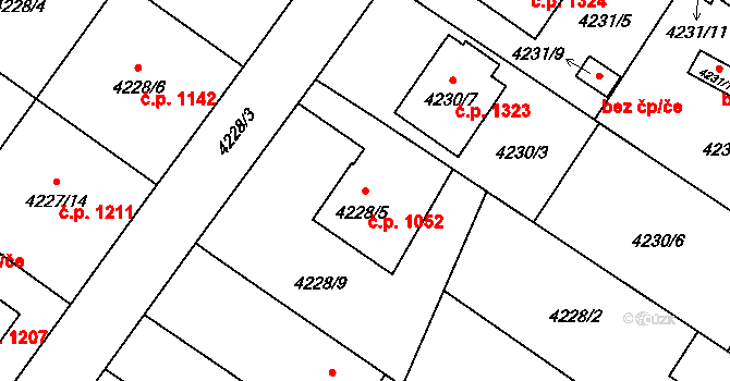 Hlučín 1052 na parcele st. 4228/5 v KÚ Hlučín, Katastrální mapa