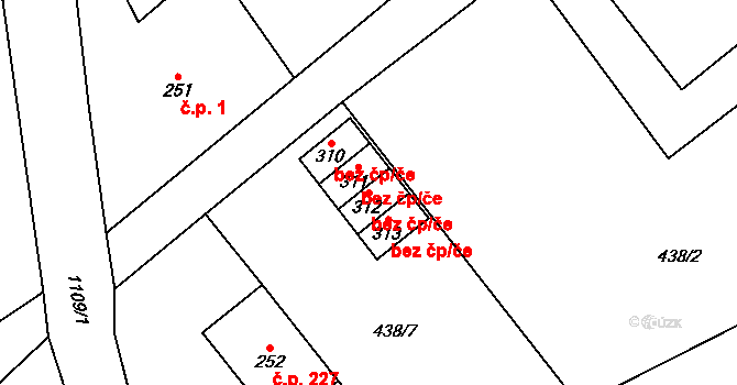 Červený Kostelec 46355235 na parcele st. 312 v KÚ Horní Kostelec, Katastrální mapa