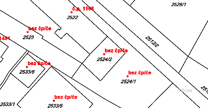 Děčín 47246235 na parcele st. 2524/2 v KÚ Děčín, Katastrální mapa