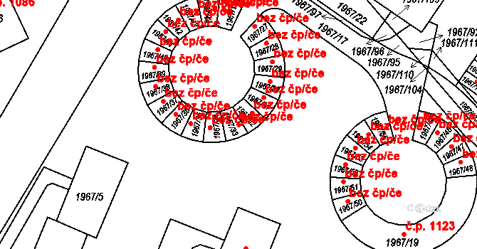 Praha 48276235 na parcele st. 1967/33 v KÚ Kbely, Katastrální mapa