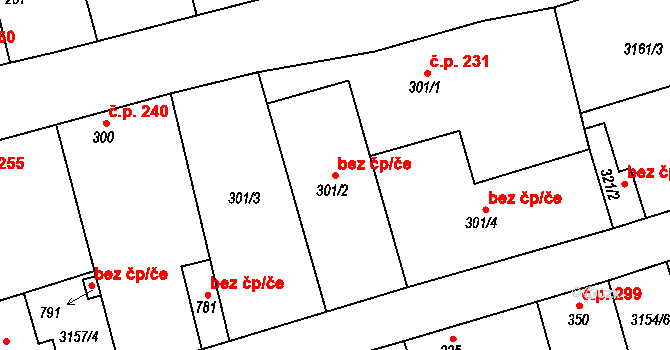 Kryry 50196235 na parcele st. 301/2 v KÚ Kryry, Katastrální mapa