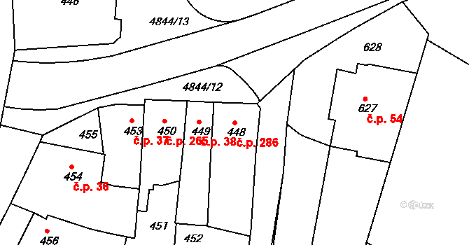 Choceňské Předměstí 286, Vysoké Mýto na parcele st. 448 v KÚ Vysoké Mýto, Katastrální mapa