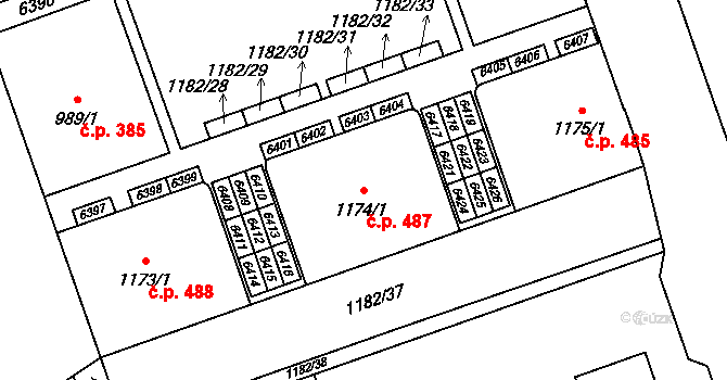 Beroun-Město 487, Beroun na parcele st. 1174/1 v KÚ Beroun, Katastrální mapa