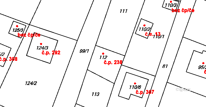 Chotíkov 238 na parcele st. 112 v KÚ Chotíkov, Katastrální mapa