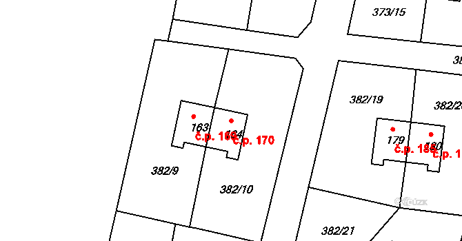 Mlékojedy 170, Neratovice na parcele st. 164 v KÚ Mlékojedy u Neratovic, Katastrální mapa