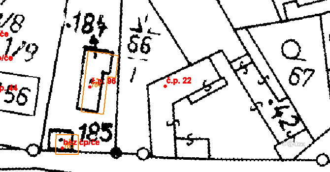 Rataje 22 na parcele st. 42 v KÚ Rataje u Bechyně, Katastrální mapa