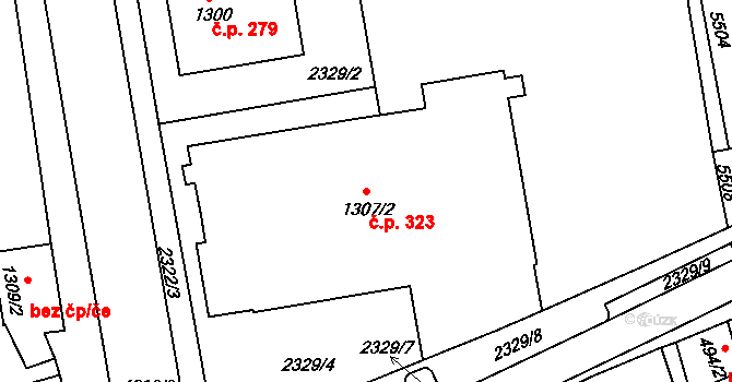 Týnské Předměstí 323, Domažlice na parcele st. 1307/2 v KÚ Domažlice, Katastrální mapa