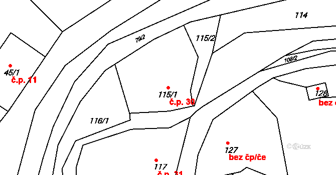 Krabčice 30, Dolany na parcele st. 115/1 v KÚ Krabčice, Katastrální mapa