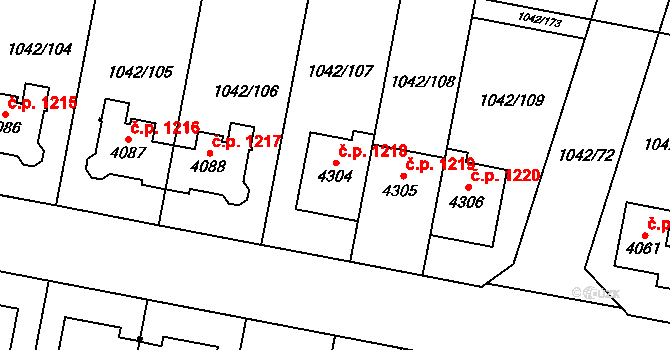 Valdické Předměstí 1218, Jičín na parcele st. 4304 v KÚ Jičín, Katastrální mapa