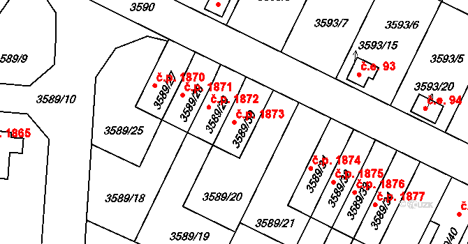 Zábřeh 1873 na parcele st. 3589/30 v KÚ Zábřeh na Moravě, Katastrální mapa