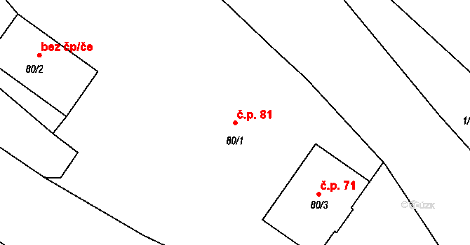 Temný Důl 81, Horní Maršov na parcele st. 80/1 v KÚ Temný Důl, Katastrální mapa