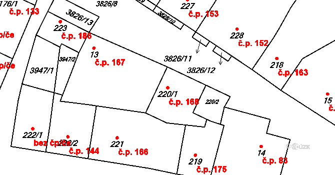 Řevničov 168 na parcele st. 220/1 v KÚ Řevničov, Katastrální mapa