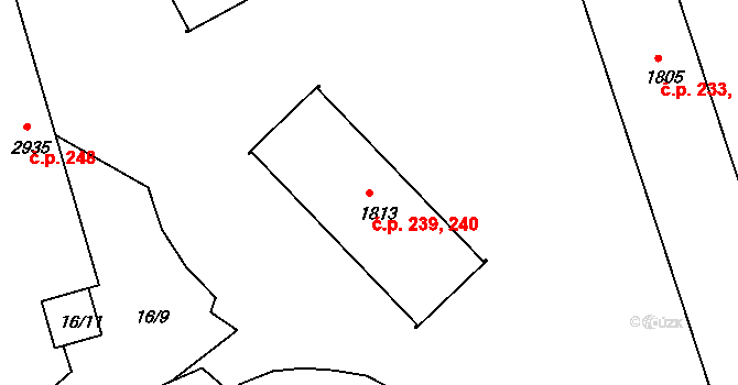 Plešivec 239,240, Český Krumlov na parcele st. 1813 v KÚ Český Krumlov, Katastrální mapa