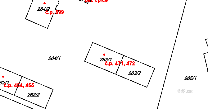 Kamenice nad Lipou 471,472 na parcele st. 263/1 v KÚ Kamenice nad Lipou, Katastrální mapa