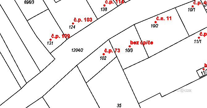 Liběšovice 73, Blšany na parcele st. 102 v KÚ Liběšovice, Katastrální mapa