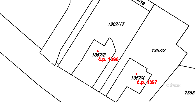 Rychnov nad Kněžnou 1396 na parcele st. 1367/3 v KÚ Rychnov nad Kněžnou, Katastrální mapa