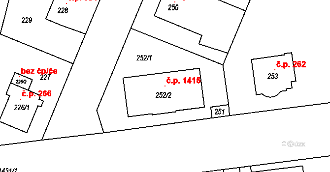 Řepy 1415, Praha na parcele st. 252/2 v KÚ Řepy, Katastrální mapa
