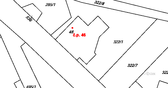 Kucíny 46, Příchovice na parcele st. 48 v KÚ Kucíny, Katastrální mapa