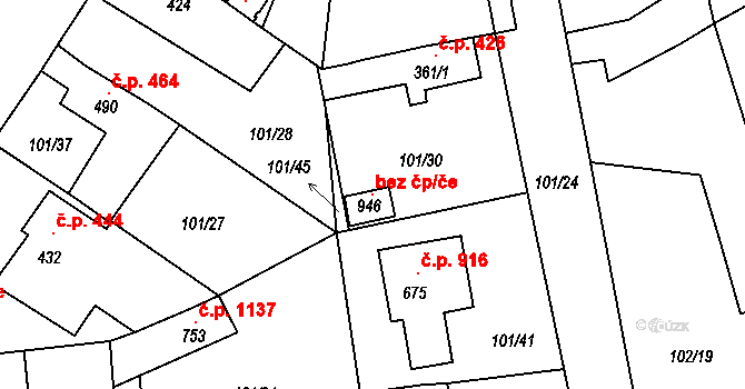 Rudná 105875236 na parcele st. 946 v KÚ Dušníky u Rudné, Katastrální mapa