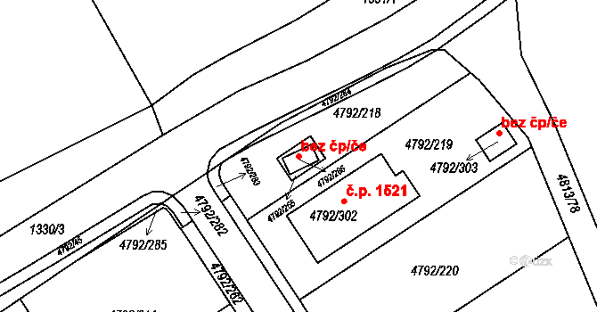 Hustopeče 106031236 na parcele st. 4792/286 v KÚ Hustopeče u Brna, Katastrální mapa