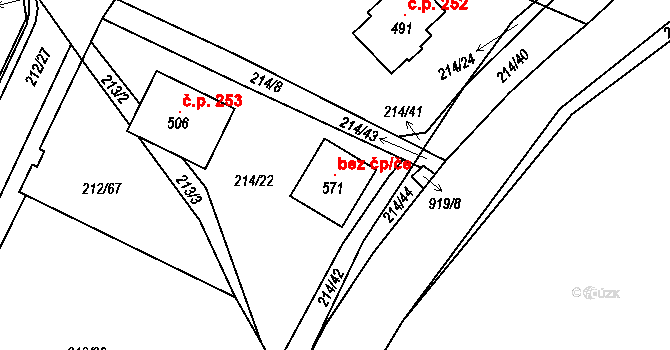 Perštejn 119362236 na parcele st. 571 v KÚ Černýš, Katastrální mapa