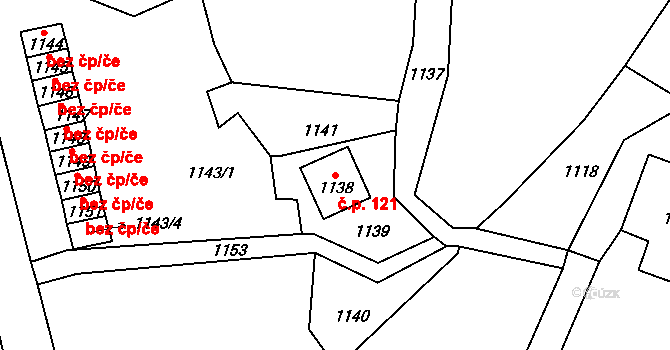 Desná III 121, Desná na parcele st. 1138 v KÚ Desná III, Katastrální mapa