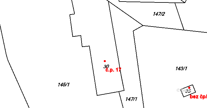 Popice 17, Jihlava na parcele st. 30 v KÚ Popice u Jihlavy, Katastrální mapa