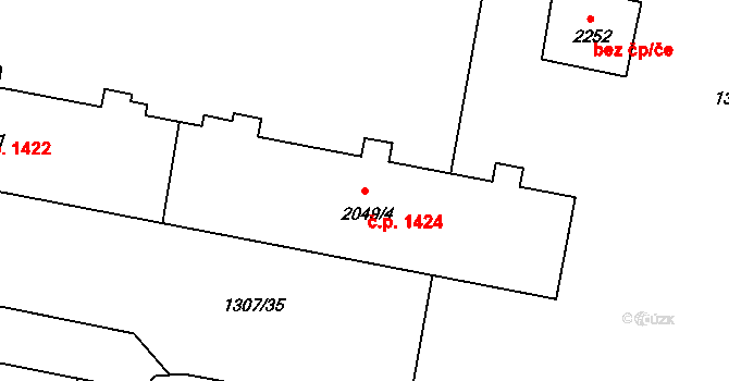 Říčany 1424 na parcele st. 2049/4 v KÚ Říčany u Prahy, Katastrální mapa