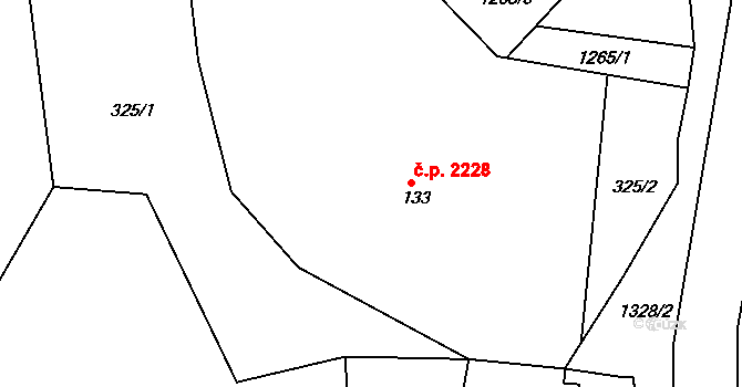 Šumperk 2228 na parcele st. 133 v KÚ Horní Temenice, Katastrální mapa