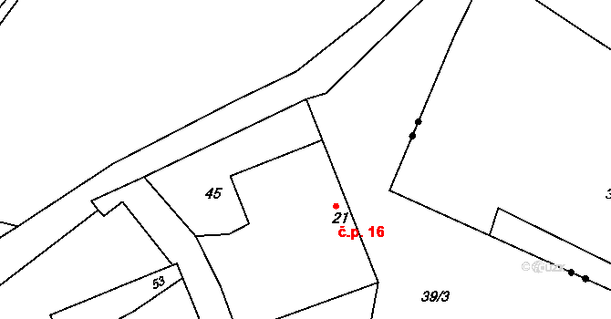 Skrýchov 16, Studená na parcele st. 21 v KÚ Skrýchov, Katastrální mapa