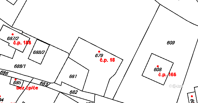 Kvaň 18, Zaječov na parcele st. 679 v KÚ Kvaň, Katastrální mapa