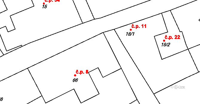 Podbrdy 8 na parcele st. 66 v KÚ Podbrdy, Katastrální mapa