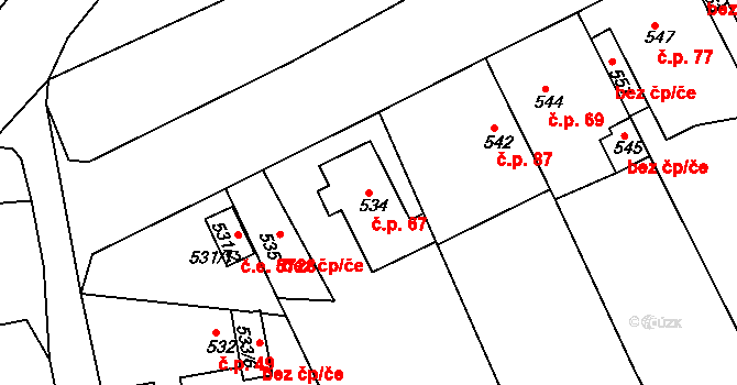 Božtěšice 67, Ústí nad Labem na parcele st. 534 v KÚ Božtěšice, Katastrální mapa