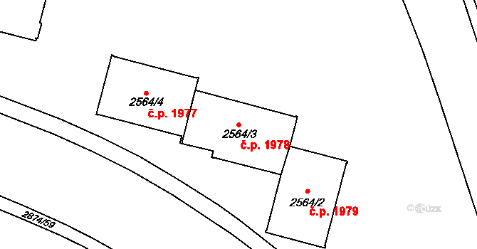 Sokolov 1978 na parcele st. 2564/3 v KÚ Sokolov, Katastrální mapa