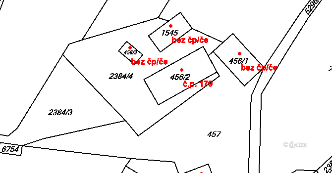 Hošťálková 179 na parcele st. 456/2 v KÚ Hošťálková, Katastrální mapa