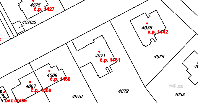 Smíchov 1461, Praha na parcele st. 4071 v KÚ Smíchov, Katastrální mapa