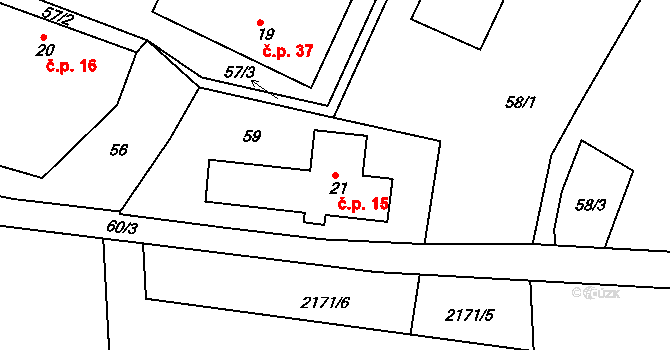 Dolní Vlčkovice 15, Vlčkovice v Podkrkonoší na parcele st. 21 v KÚ Dolní Vlčkovice, Katastrální mapa