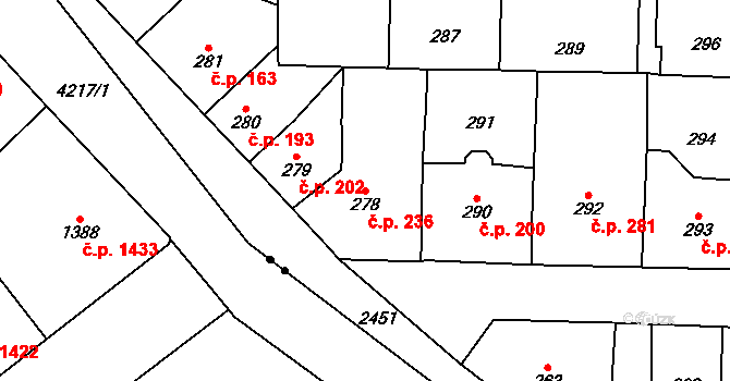 Vršovice 236, Praha na parcele st. 278 v KÚ Vršovice, Katastrální mapa