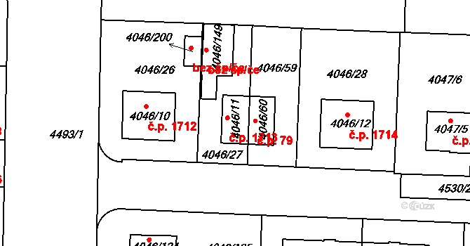 Strašnice 1713, Praha na parcele st. 4046/11 v KÚ Strašnice, Katastrální mapa